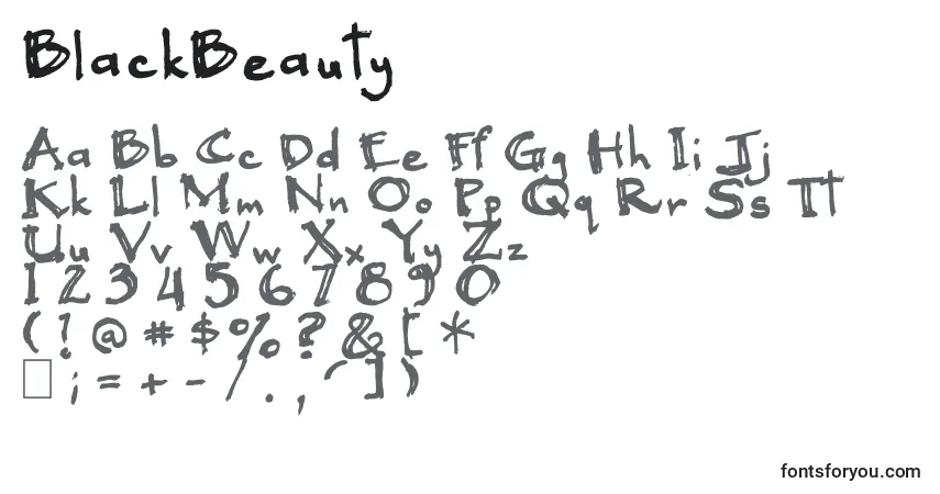BlackBeauty-fontti – aakkoset, numerot, erikoismerkit