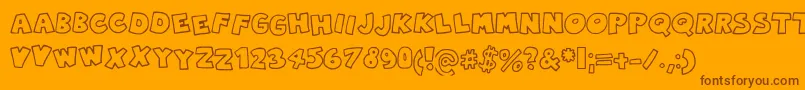 Robingraffiti-Schriftart – Braune Schriften auf orangefarbenem Hintergrund