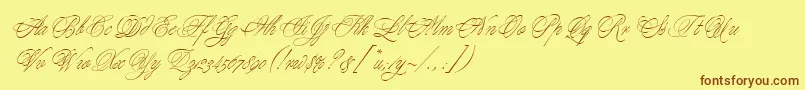 MargaritaScript-Schriftart – Braune Schriften auf gelbem Hintergrund