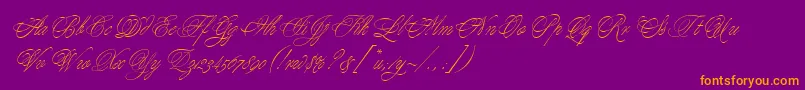 MargaritaScript-Schriftart – Orangefarbene Schriften auf violettem Hintergrund