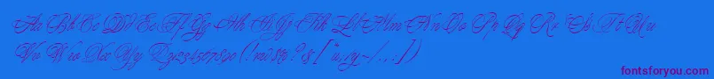 MargaritaScript-Schriftart – Violette Schriften auf blauem Hintergrund