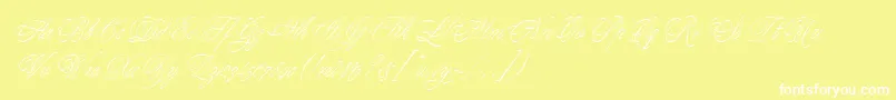 MargaritaScript-Schriftart – Weiße Schriften auf gelbem Hintergrund