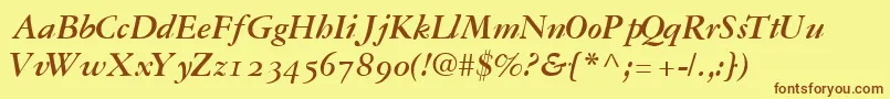 GaramondrepriseossskBoldItalic Font – Brown Fonts on Yellow Background