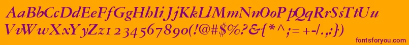 GaramondrepriseossskBoldItalic Font – Purple Fonts on Orange Background