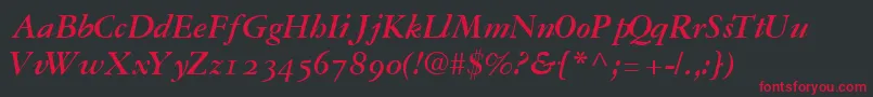 GaramondrepriseossskBoldItalic Font – Red Fonts on Black Background