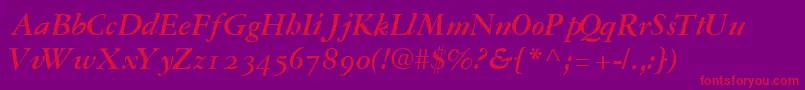 GaramondrepriseossskBoldItalic Font – Red Fonts on Purple Background