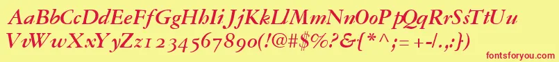 GaramondrepriseossskBoldItalic Font – Red Fonts on Yellow Background