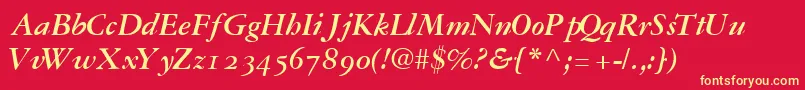 GaramondrepriseossskBoldItalic Font – Yellow Fonts on Red Background