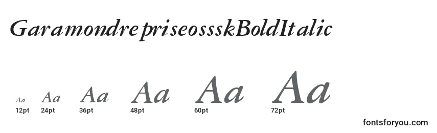 Размеры шрифта GaramondrepriseossskBoldItalic