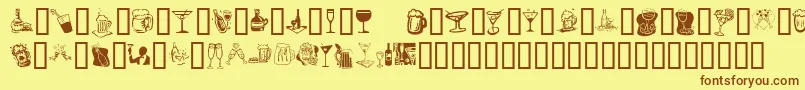 KrDrinkUp-Schriftart – Braune Schriften auf gelbem Hintergrund