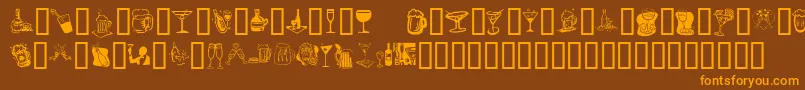 KrDrinkUp-Schriftart – Orangefarbene Schriften auf braunem Hintergrund