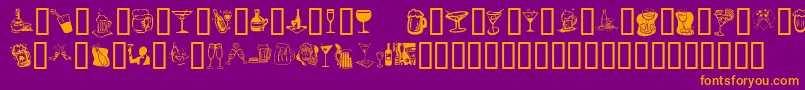 KrDrinkUp-fontti – oranssit fontit violetilla taustalla