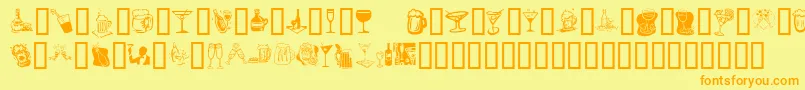 Fonte KrDrinkUp – fontes laranjas em um fundo amarelo