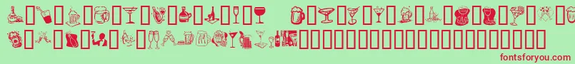 KrDrinkUp-Schriftart – Rote Schriften auf grünem Hintergrund