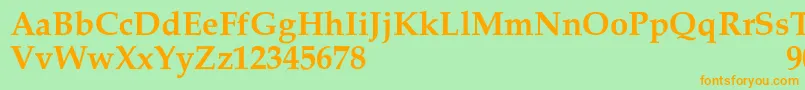 フォントPalacioSemibold – オレンジの文字が緑の背景にあります。