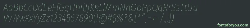 フォントFirasanscondensedHairitalic – 黒い背景に緑の文字