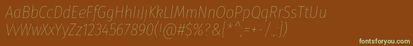 FirasanscondensedHairitalic-fontti – vihreät fontit ruskealla taustalla