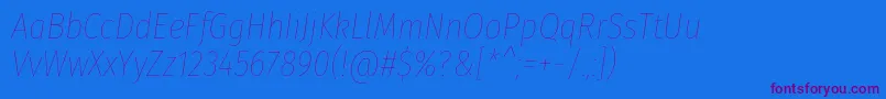 Czcionka FirasanscondensedHairitalic – fioletowe czcionki na niebieskim tle
