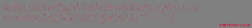 フォントFirasanscondensedHairitalic – 赤い文字の灰色の背景