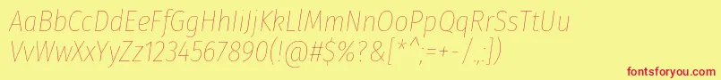 FirasanscondensedHairitalic Font – Red Fonts on Yellow Background