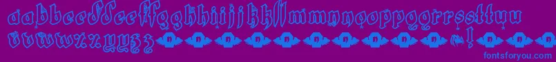 LtWhiteFang-Schriftart – Blaue Schriften auf violettem Hintergrund