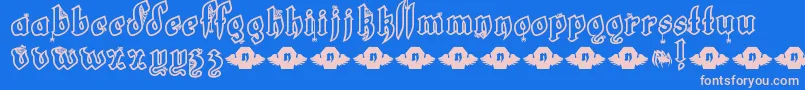 フォントLtWhiteFang – ピンクの文字、青い背景