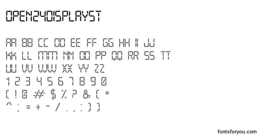 A fonte Open24DisplaySt – alfabeto, números, caracteres especiais