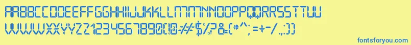 Open24DisplaySt-Schriftart – Blaue Schriften auf gelbem Hintergrund