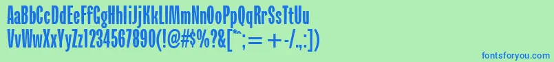 VerkehrItcTt-Schriftart – Blaue Schriften auf grünem Hintergrund