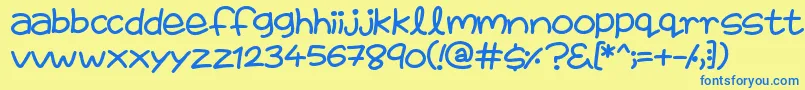 FairiesAreReal-fontti – siniset fontit keltaisella taustalla