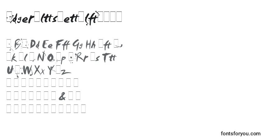 Schriftart SmudgerAltsLetPlain.1.0 – Alphabet, Zahlen, spezielle Symbole