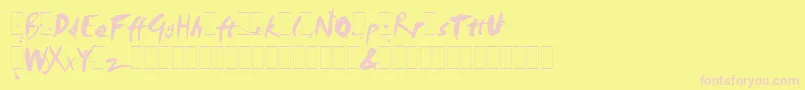 SmudgerAltsLetPlain.1.0-fontti – vaaleanpunaiset fontit keltaisella taustalla