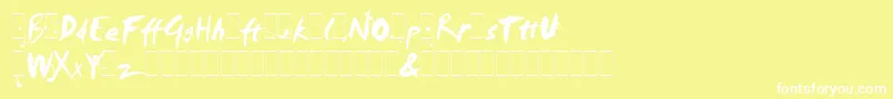 フォントSmudgerAltsLetPlain.1.0 – 黄色い背景に白い文字
