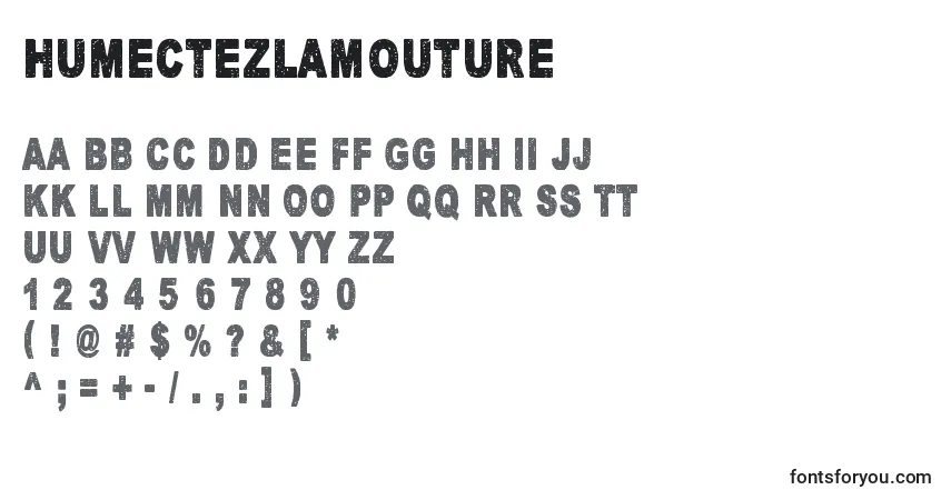 Schriftart HumectezLaMouture – Alphabet, Zahlen, spezielle Symbole