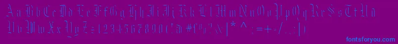 フォントMoksl – 紫色の背景に青い文字