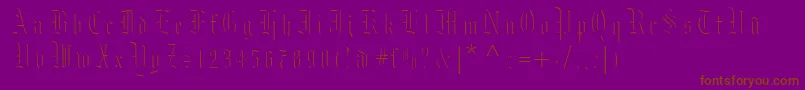 Moksl-Schriftart – Braune Schriften auf violettem Hintergrund