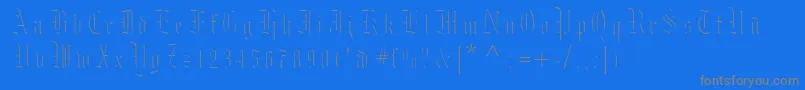 フォントMoksl – 青い背景に灰色の文字