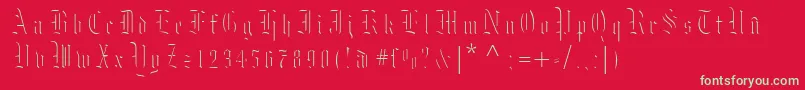 フォントMoksl – 赤い背景に緑の文字