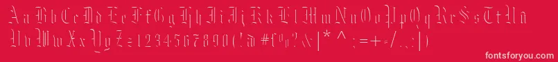 Moksl-Schriftart – Rosa Schriften auf rotem Hintergrund