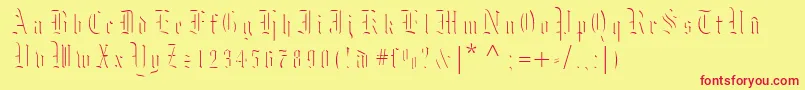 フォントMoksl – 赤い文字の黄色い背景