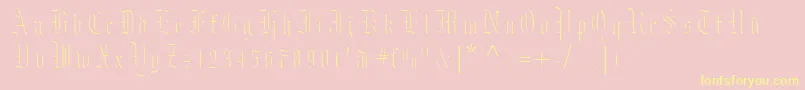 Moksl-fontti – keltaiset fontit vaaleanpunaisella taustalla