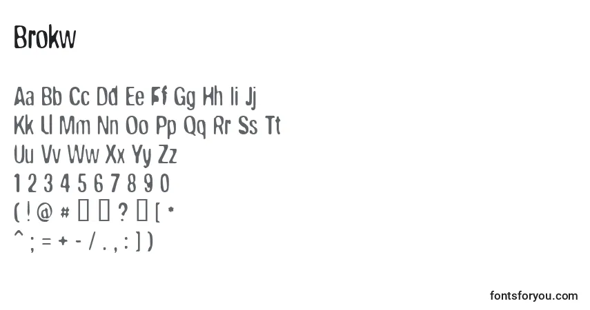 Czcionka Brokw – alfabet, cyfry, specjalne znaki