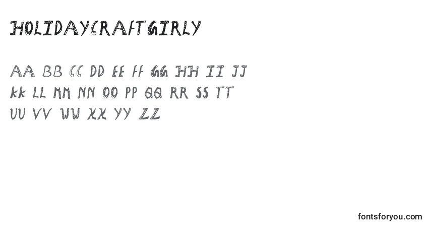 A fonte HolidayCraftGirly – alfabeto, números, caracteres especiais