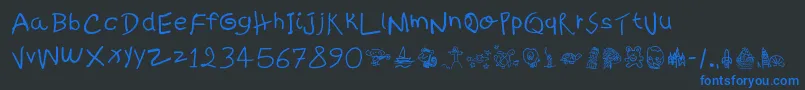 KidsWritten Font – Blue Fonts on Black Background