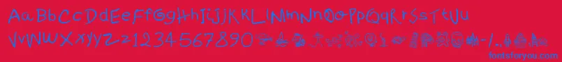 Fonte KidsWritten – fontes azuis em um fundo vermelho