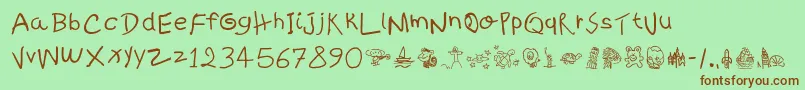 KidsWritten Font – Brown Fonts on Green Background