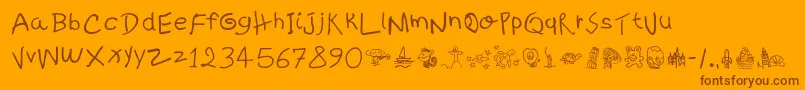 KidsWritten Font – Brown Fonts on Orange Background