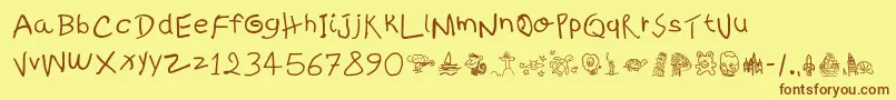 KidsWritten Font – Brown Fonts on Yellow Background