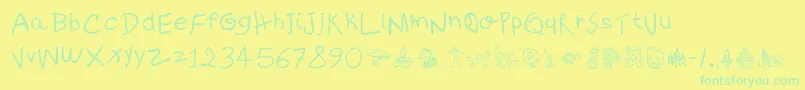 KidsWritten Font – Green Fonts on Yellow Background