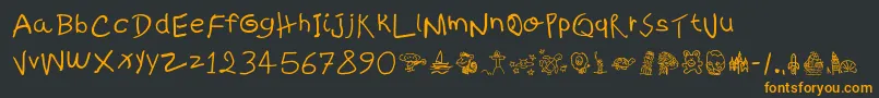 KidsWritten-fontti – oranssit fontit mustalla taustalla